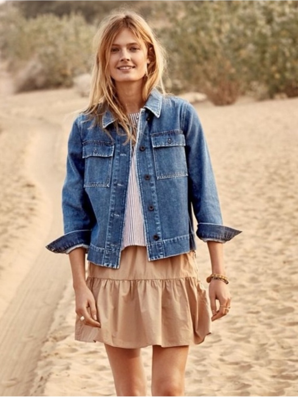 New Madewell Northward Cropped Army Denim Jacket